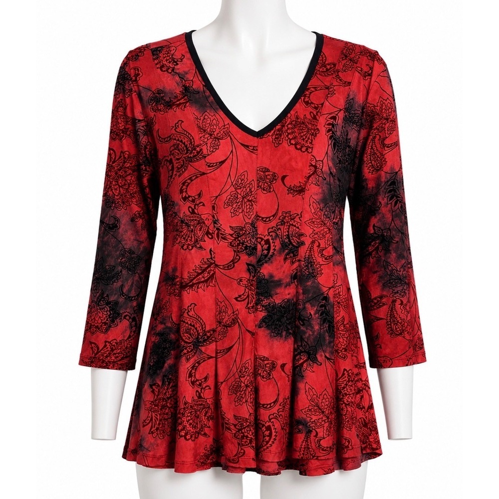 Sienna Grace Top M Red Black Floral Paisley Vampire Dark Romance Whimsigoth